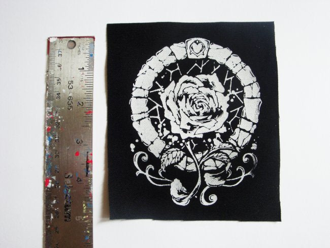 Beauty and the Beast Enchanted Rose Screen print Sew-on Patch
