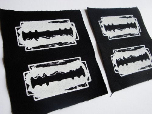 Razor Blades Screen print Sew-on Patch Set