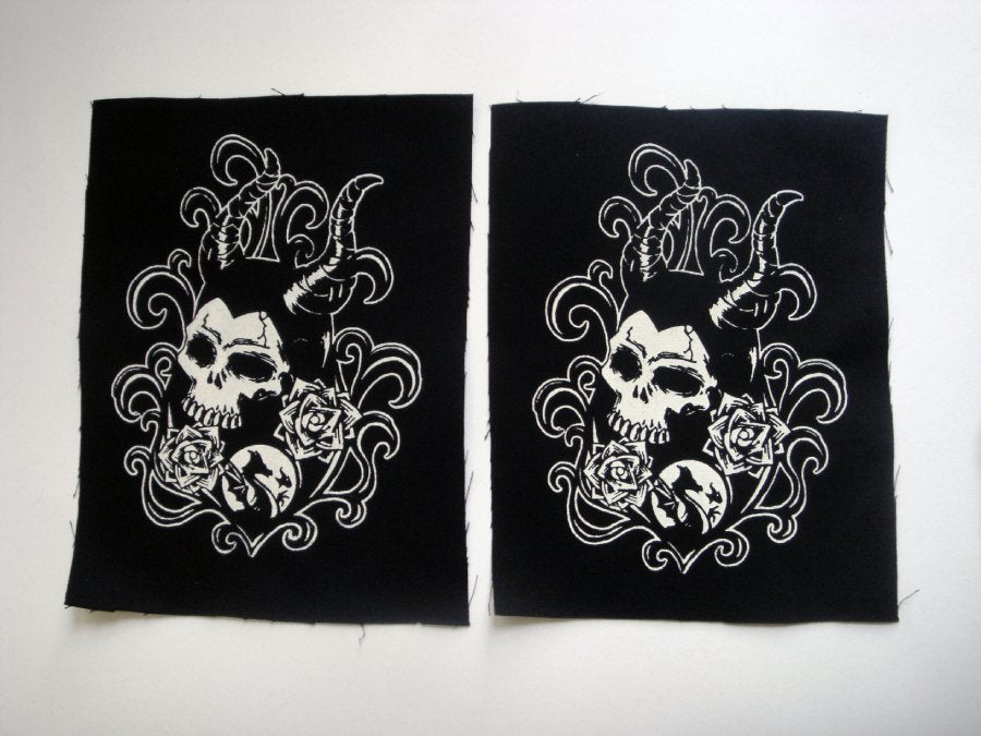 Maleficent Skull & Roses Screen print Sew-on Patch
