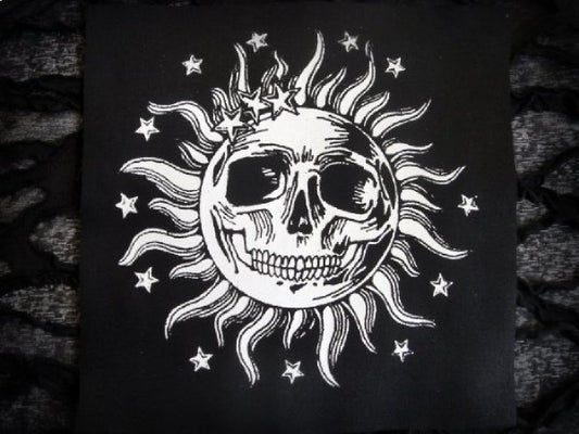 Sun Skull Screen print Sew-on Patch