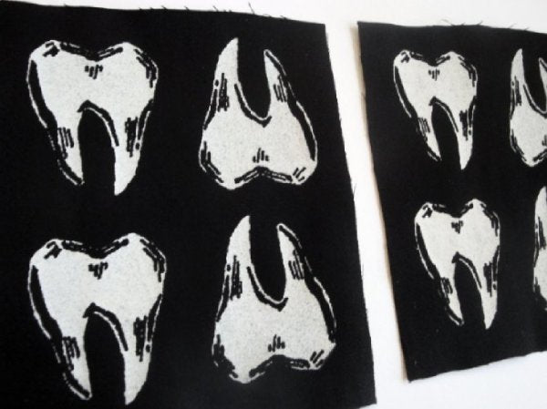 Bones 'n Anatomy Collection: 4 Teeth Screen print Sew-on Patch Set