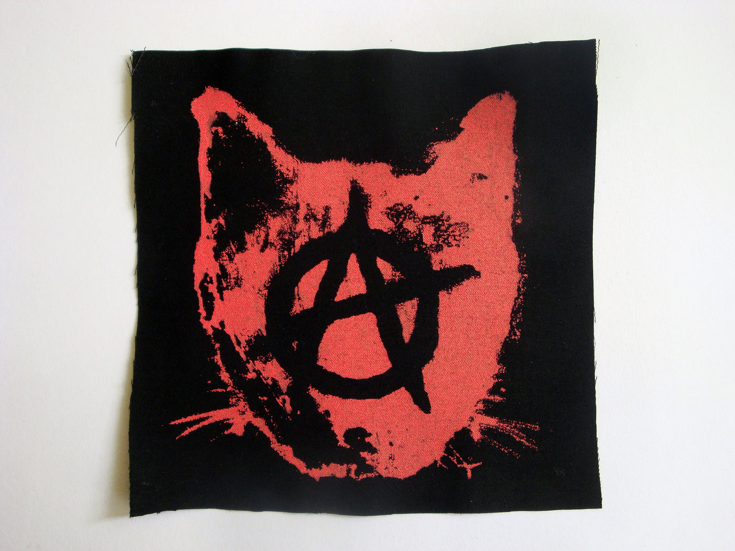 Anarchy Kitty Cat Screen print Sew-on Patch