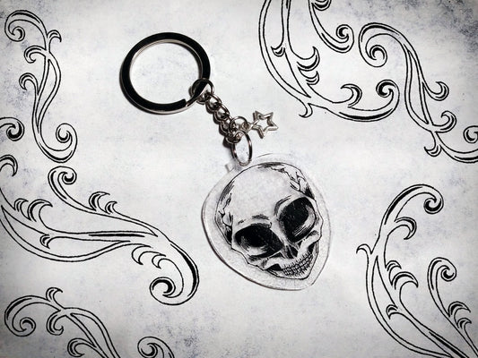 Little Gray Alien Skull Acrylic Charm Keychain