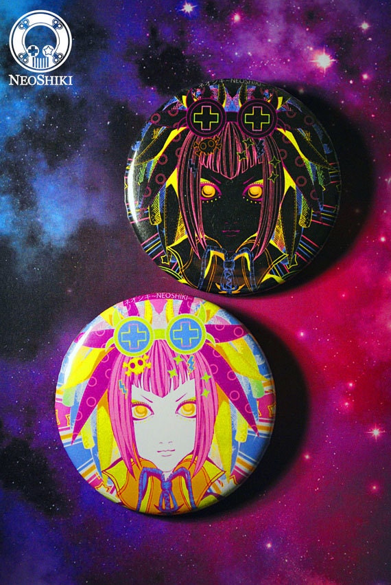 Raver Girl Colourful Kawaii Buttons