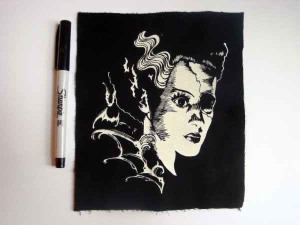 Horror Icons Collection: Zombie Bride of Frankenstein Screen print Sew-on Patch