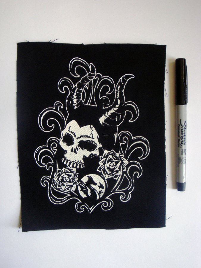 Maleficent Skull & Roses Screen print Sew-on Patch