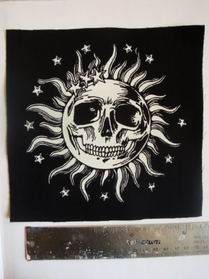 Sun Skull Screen print Sew-on Patch