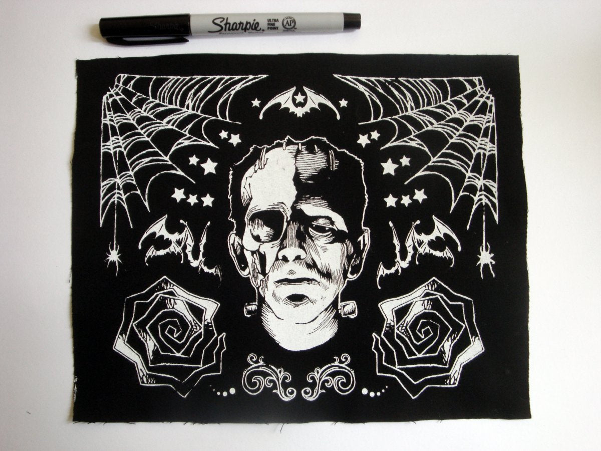 Zombie Frankenstein Screen print Sew-on Patch Set