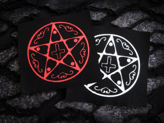 Ouija Planchettes & Pentagram Symbol Screen print Sew-on Patch