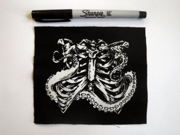 Bones 'n Anatomy Collection: Ribcage with Tentacles Screen print Sew-on Patch
