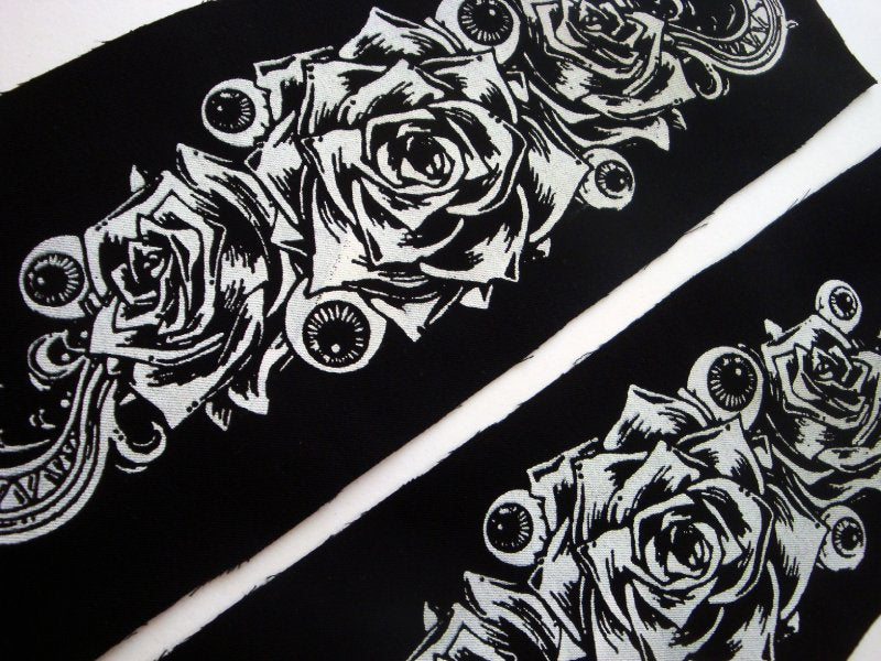 Roses & Eye balls Screen print Sew-on Patch