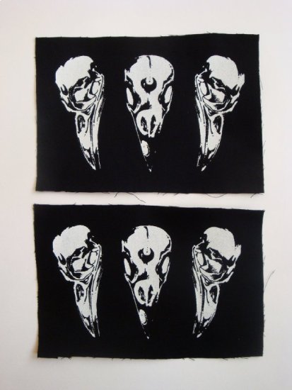 Bones 'n Anatomy Collection: Crow/Raven Skulls Screen print Sew-on Patch Set