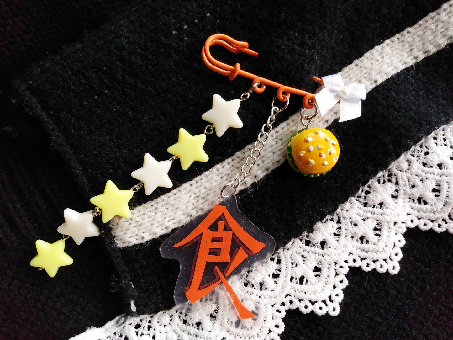 Burger & Stars Japanese Food Charms Kawaii Decora Kilt Pin Brooch