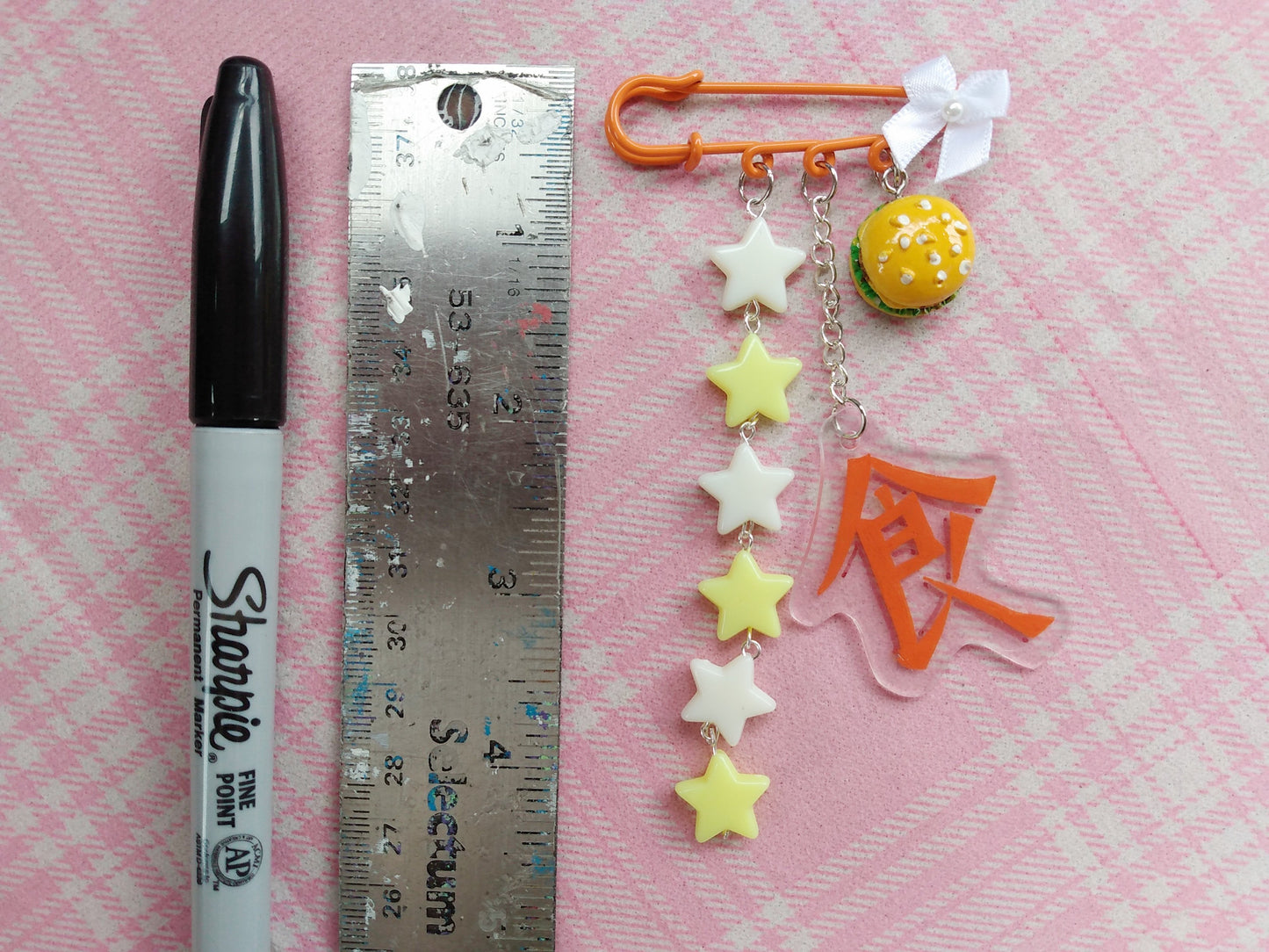 Burger & Stars Japanese Food Charms Kawaii Decora Kilt Pin Brooch