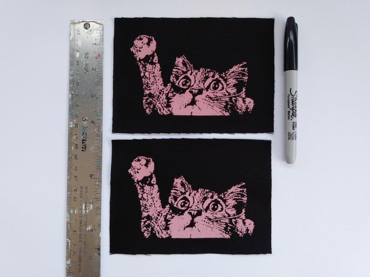 Playful Cat Screen print Sew-on Patches