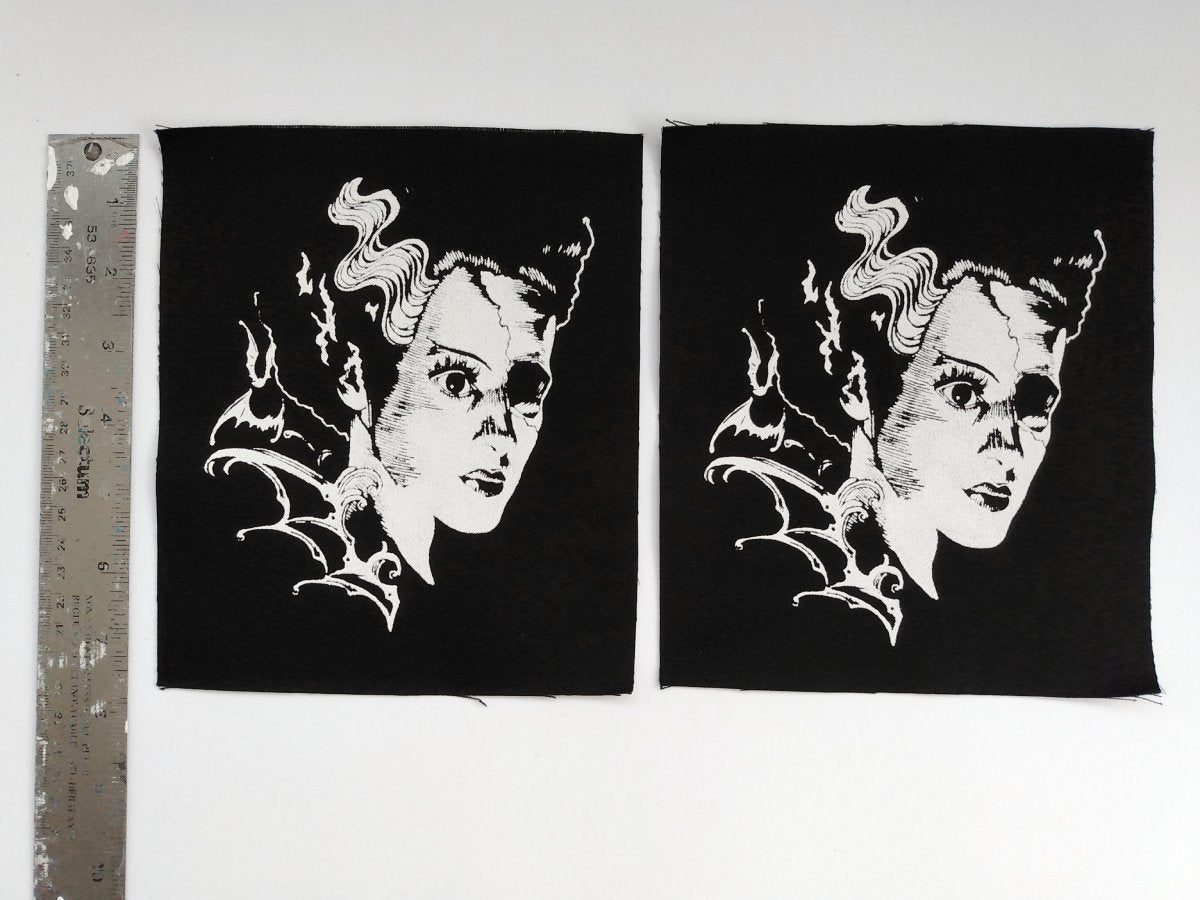 Horror Icons Collection: Zombie Bride of Frankenstein Screen print Sew-on Patches