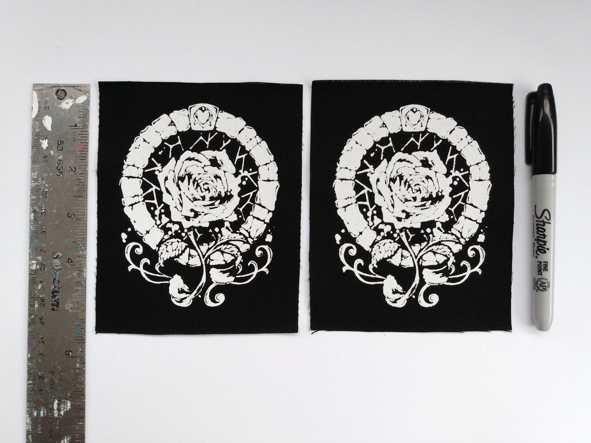 Beauty and the Beast Enchanted Rose Screen print Sew-on Patches