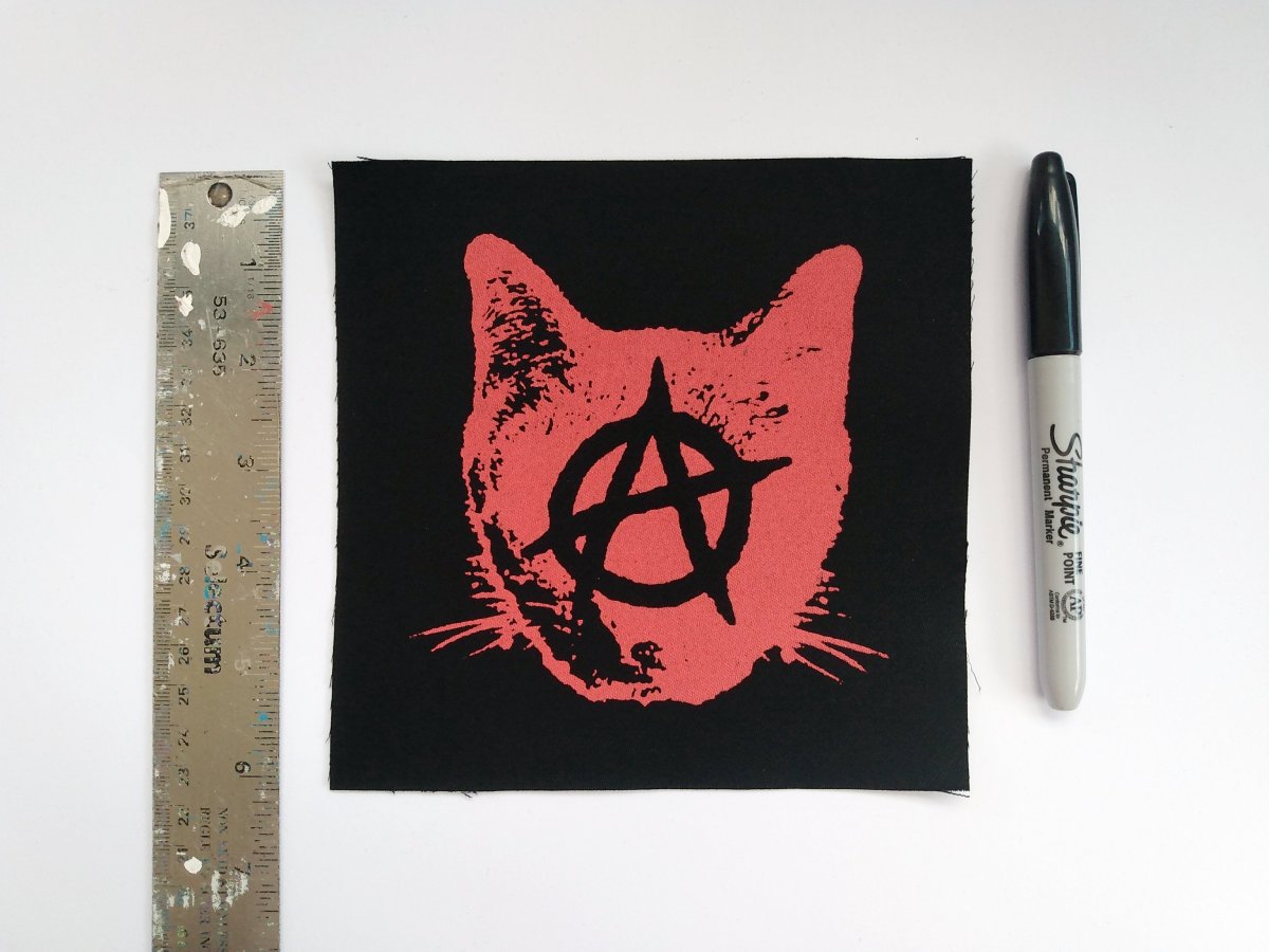 Anarchy Kitty Cat Screen print Sew-on Patches