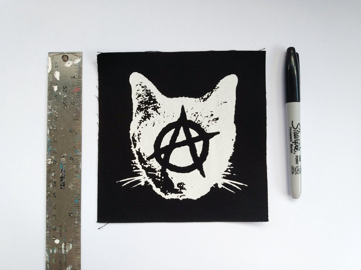 Anarchy Kitty Cat Screen print Sew-on Patches