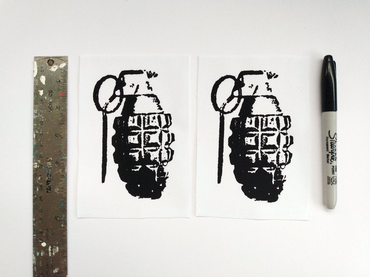 Grenade Screen print Sew-on Patches (White ver.)