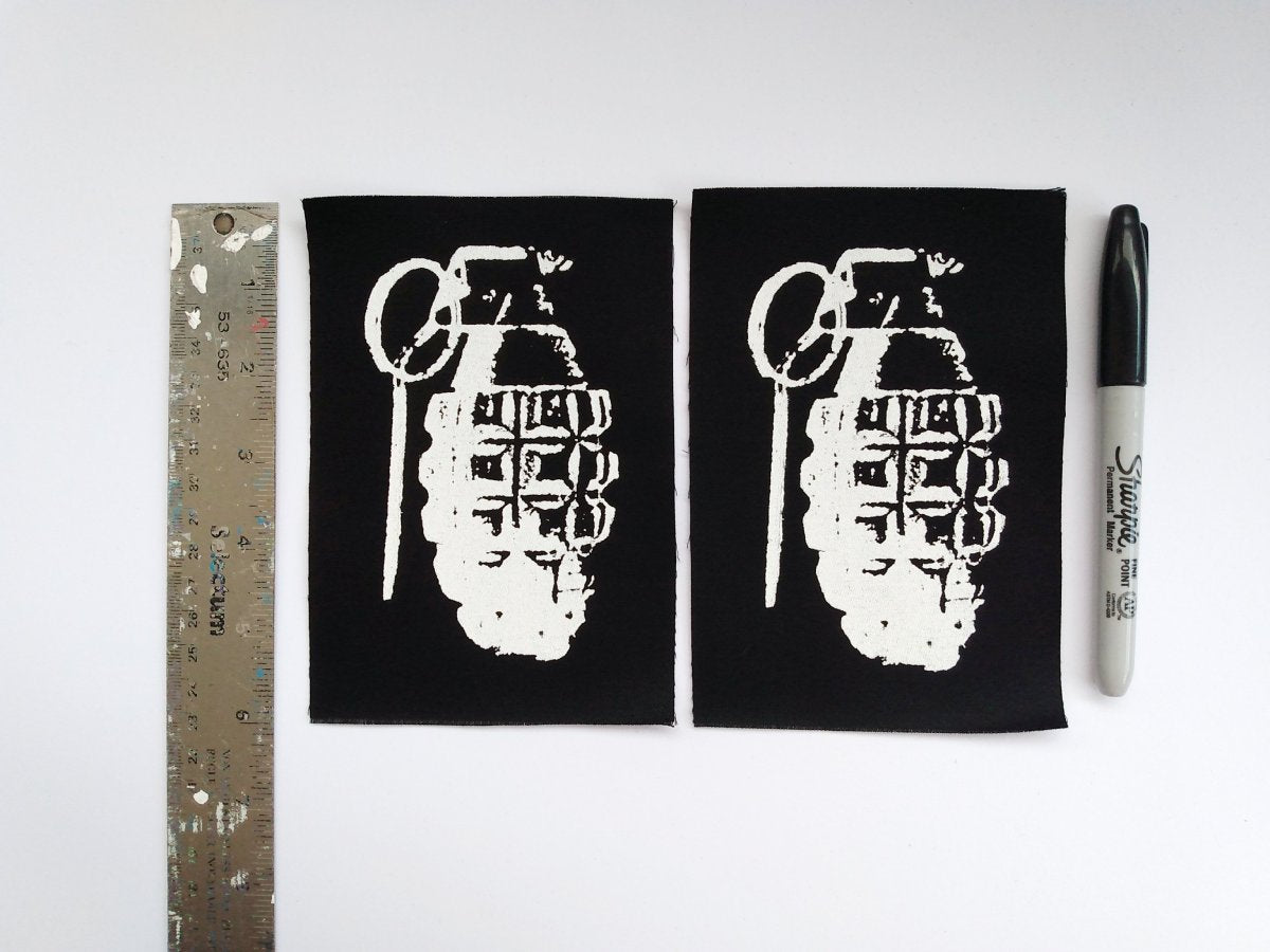 Grenade Screen print Sew-on Patches (Black ver.)