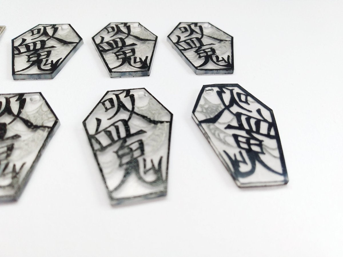 Japanese Vampire Kanji Coffin Handmade Acrylic Word Charms