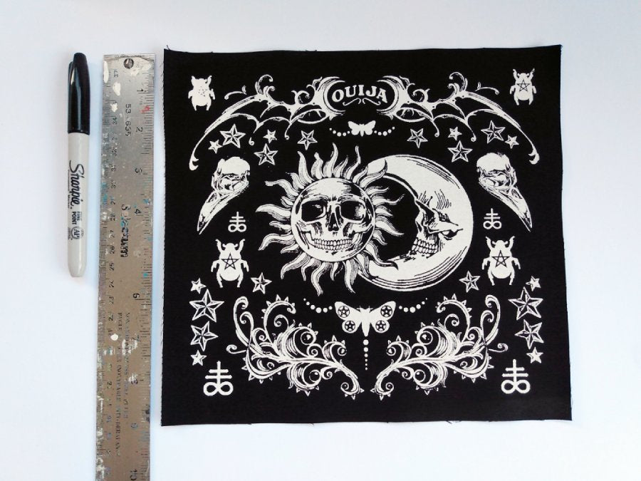 Ouija Sun & Moon Skulls Screen print Sew-on Patches