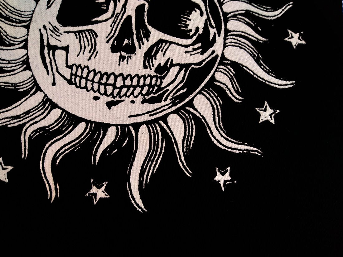 Sun Skull Screen print Sew-on Patches