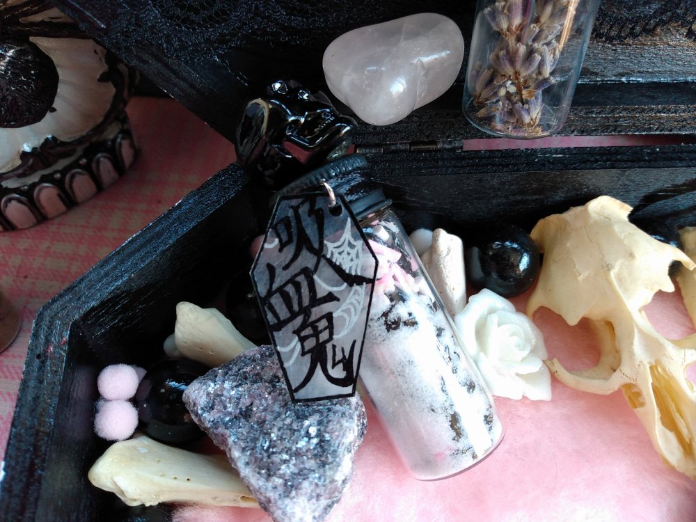 Japanese Vampire Kanji Coffin Handmade Acrylic Word Charms