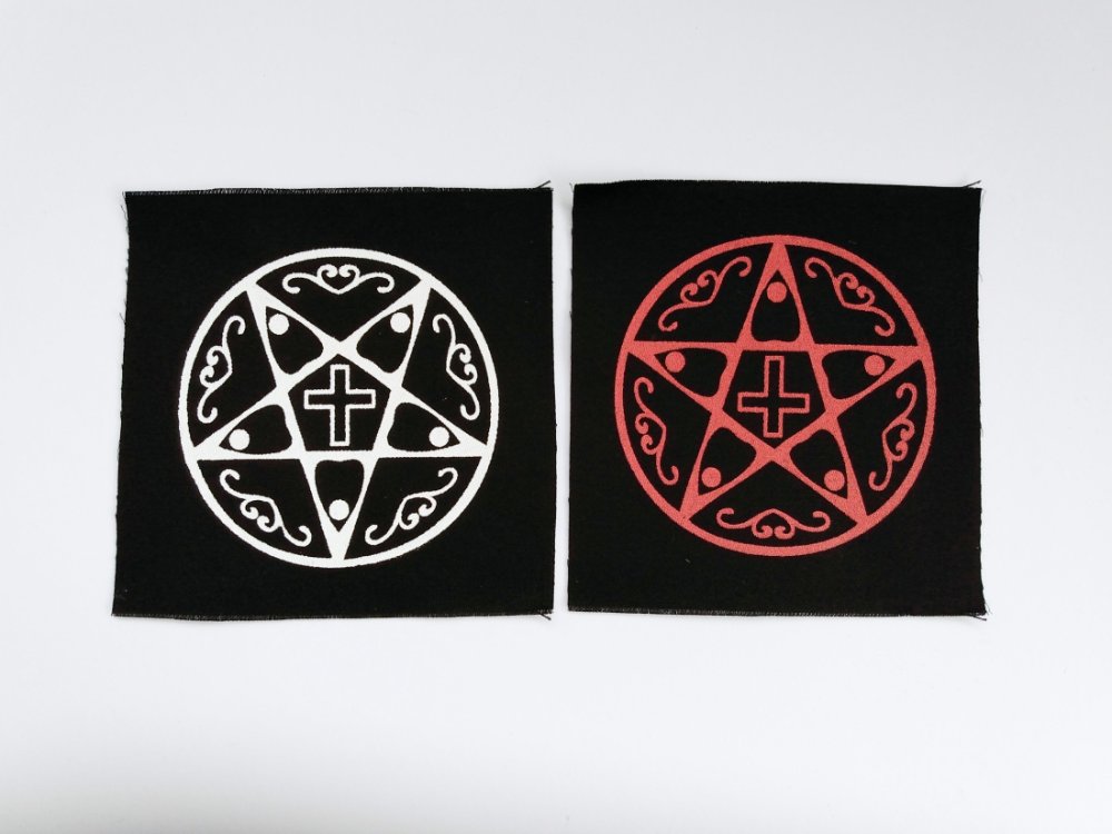 Ouija Planchettes & Pentagram Symbol Screen print Sew-on Patches