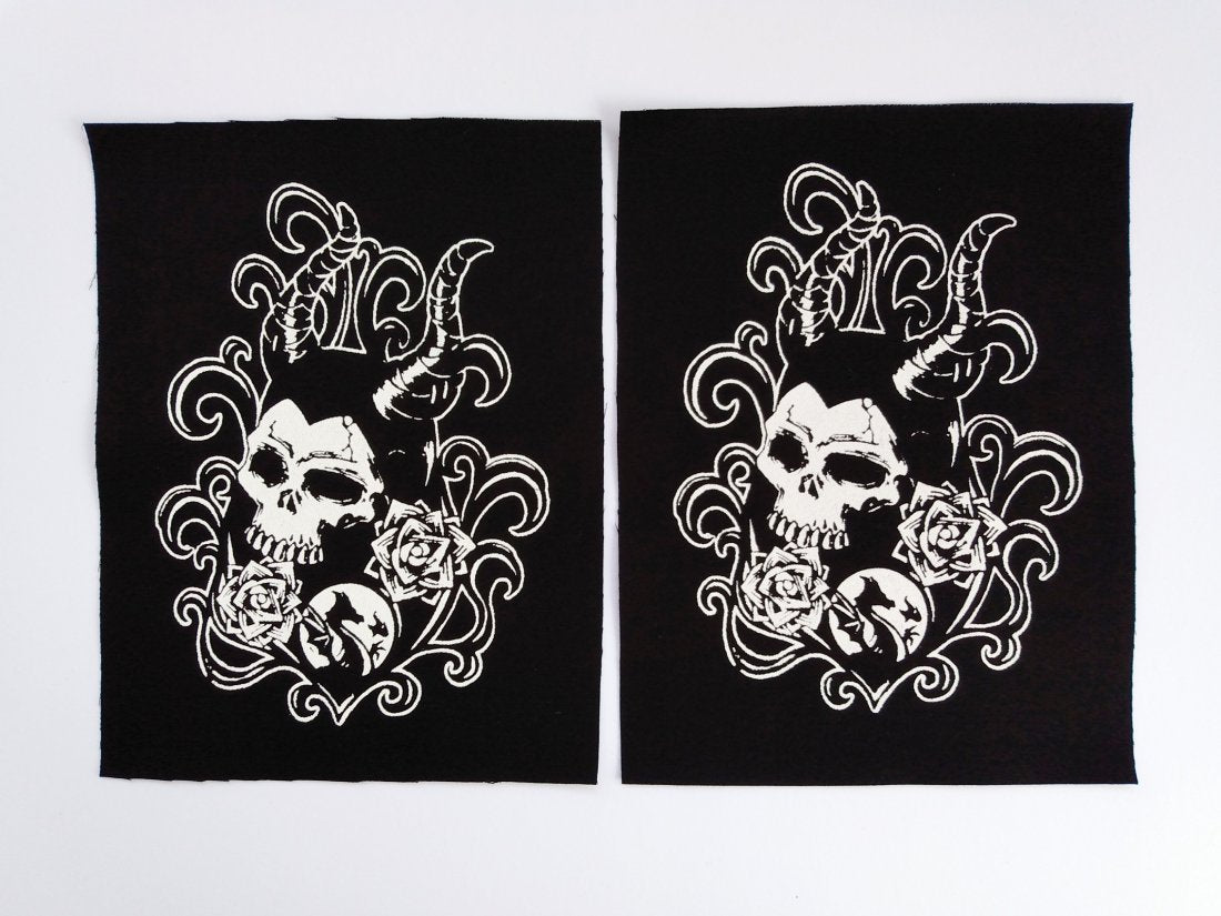 Maleficent Skull & Roses Screen print Sew-on Patches