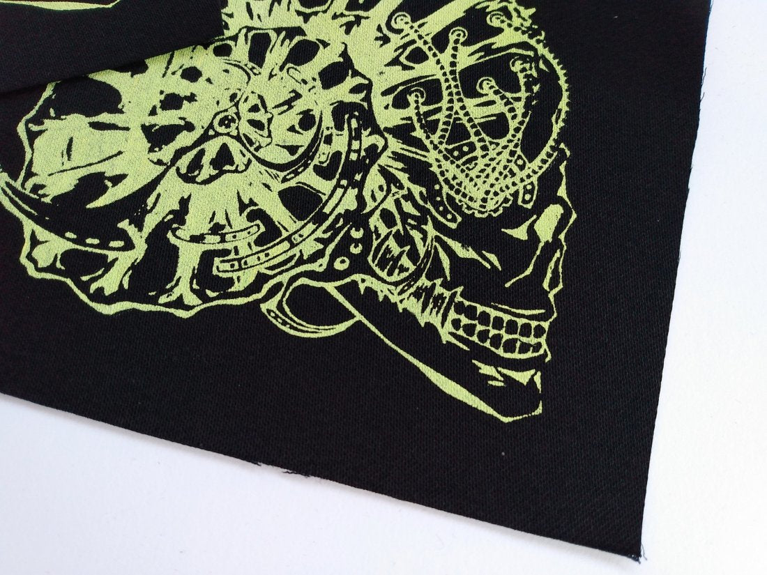 Mechanical Ammonite Skull Screen print Sew-on Patches