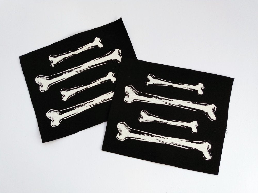 Bones 'n Anatomy Collection: 4 Bones Screen print Sew-on Patches Sets