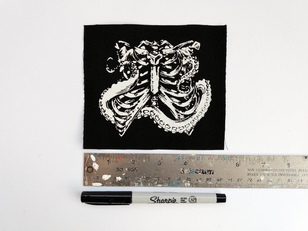 Bones 'n Anatomy Collection: Ribcage with Tentacles Screen print Sew-on Patches