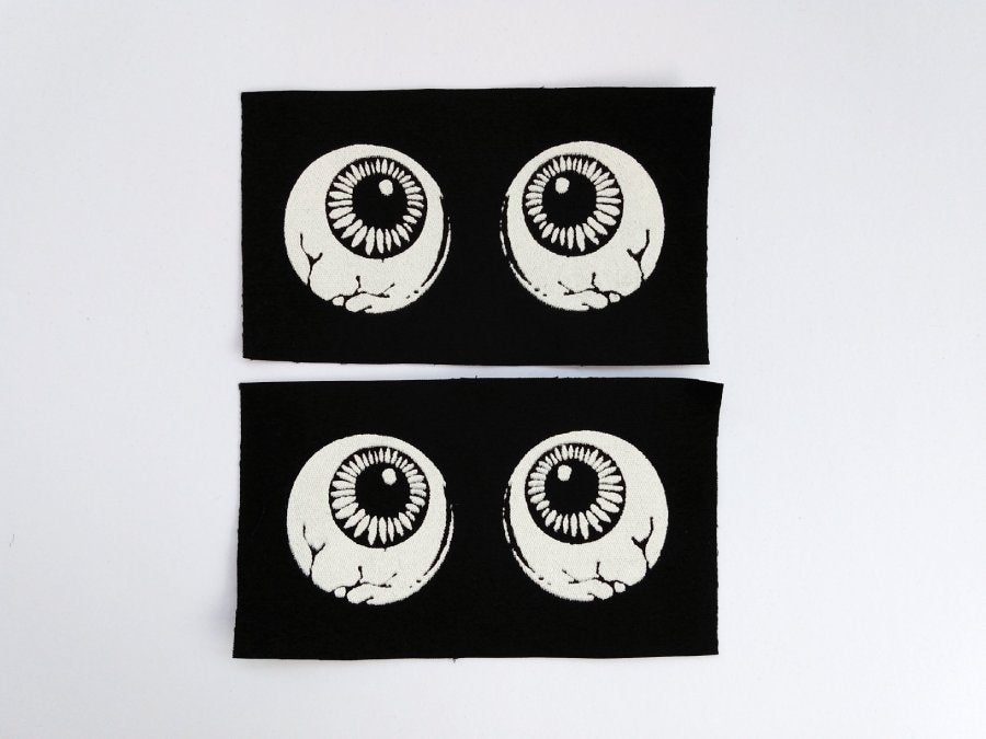 Bones 'n Anatomy Collection: 2 Eye balls Screen print Sew-on Patches Sets