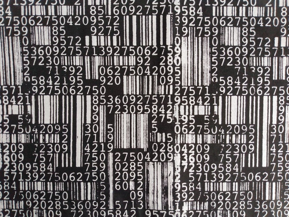 NEW! Original Barcodes Screenprinted Cyber Punk Fabric (Silver ver.)