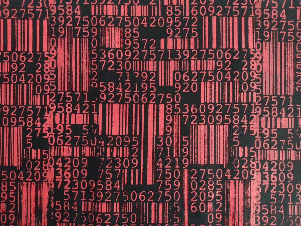 NEW! Original Barcodes Screenprinted Cyber Punk Fabric (Red ver.)