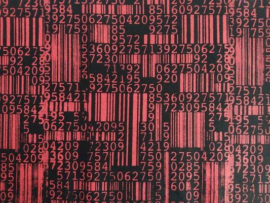 NEW! Original Barcodes Screenprinted Cyber Punk Fabric (Red ver.)