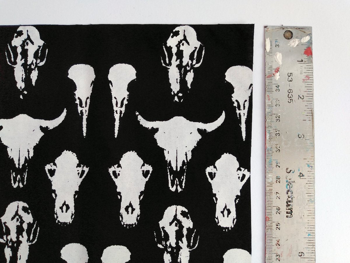 NEW! Original Animal Skulls Screenprinted Goth Punk Fabric