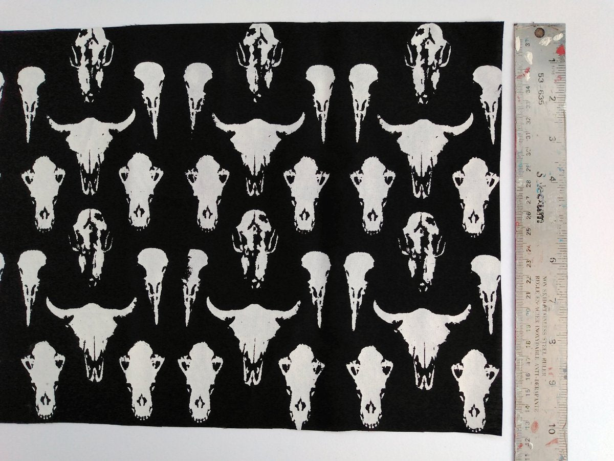 NEW! Original Animal Skulls Screenprinted Goth Punk Fabric