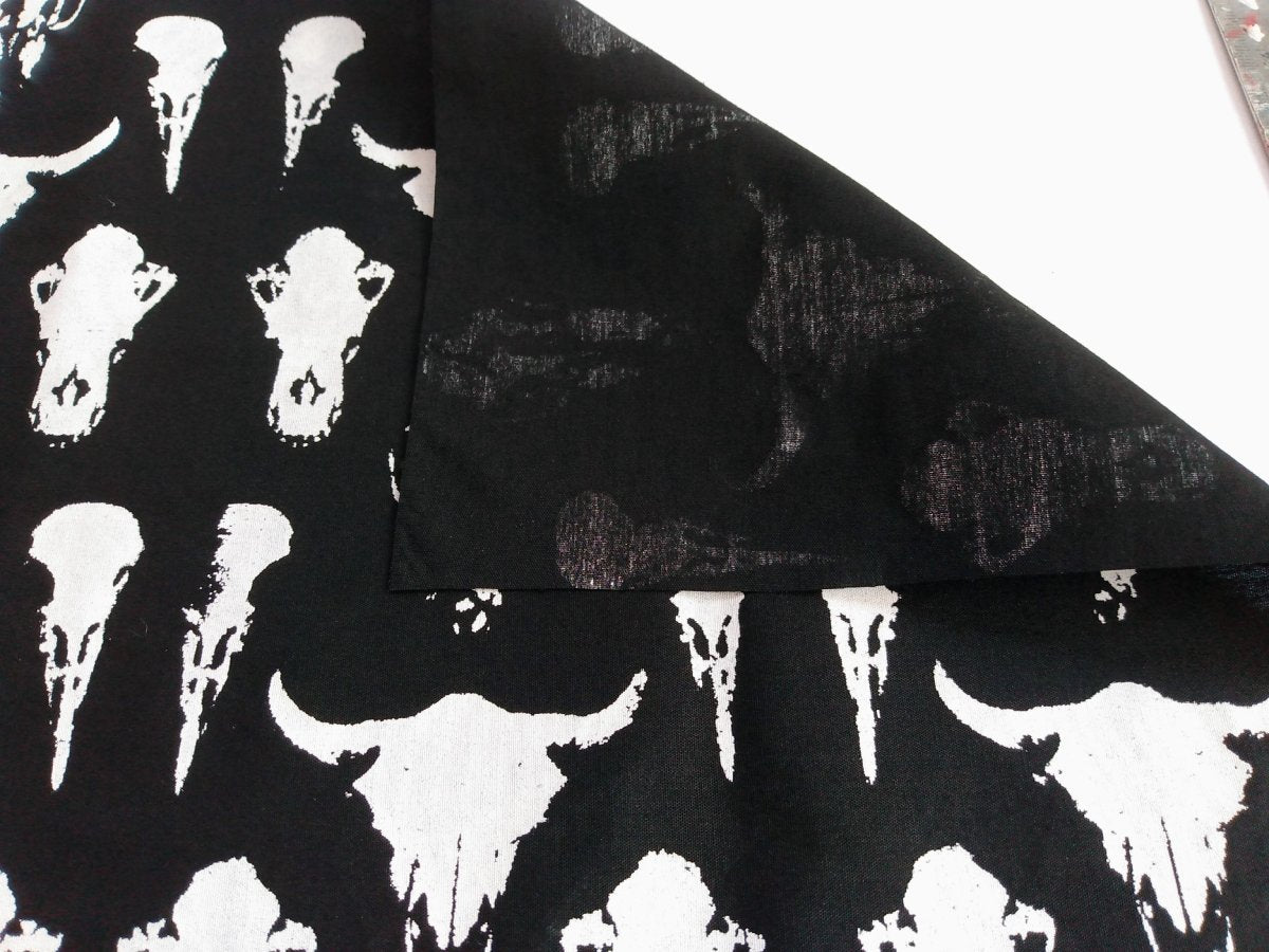 NEW! Original Animal Skulls Screenprinted Goth Punk Fabric