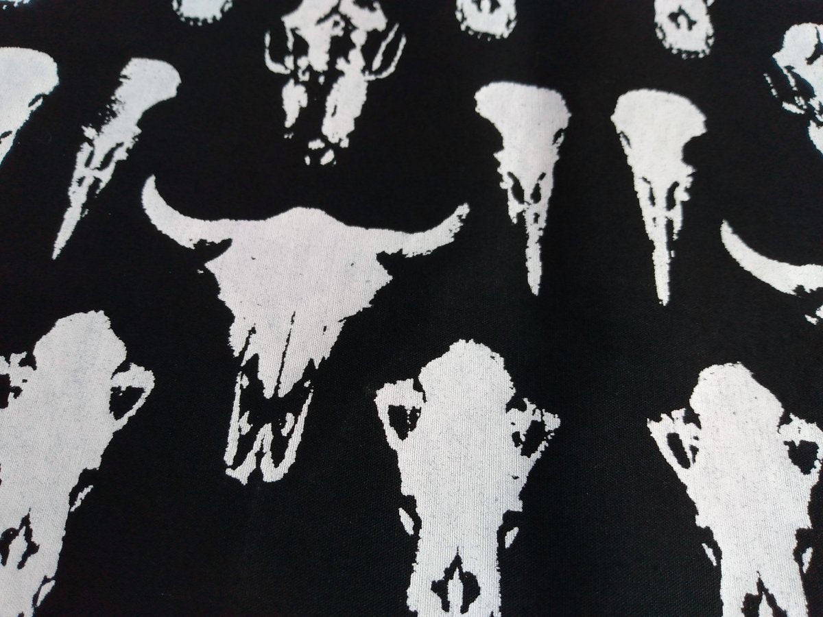 NEW! Original Animal Skulls Screenprinted Goth Punk Fabric