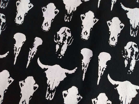 NEW! Original Animal Skulls Screenprinted Goth Punk Fabric