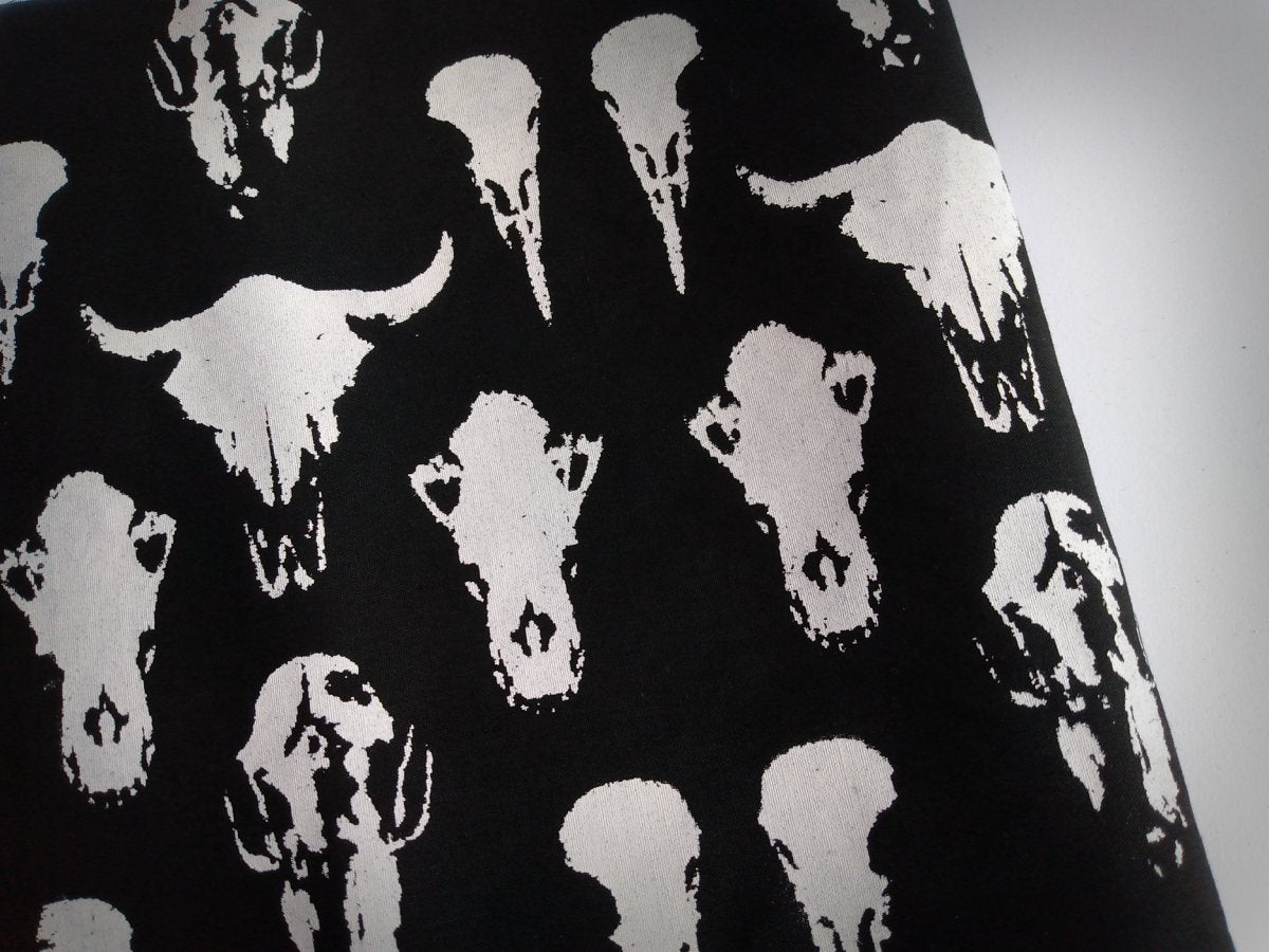 NEW! Original Animal Skulls Screenprinted Goth Punk Fabric