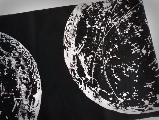 NEW! Original Constellation Map Screenprinted Goth Celestial Fabric