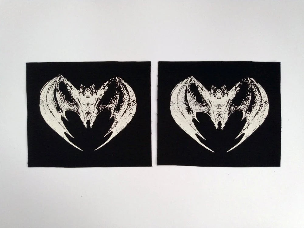 RESTOCKED! Heart-shaped Bat Screen print Sew-on Patches