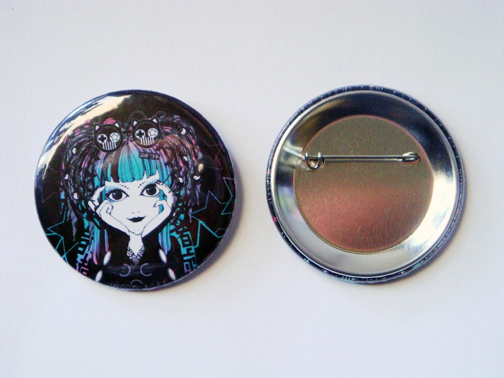 Japanese Raver Girl Kawaii Button