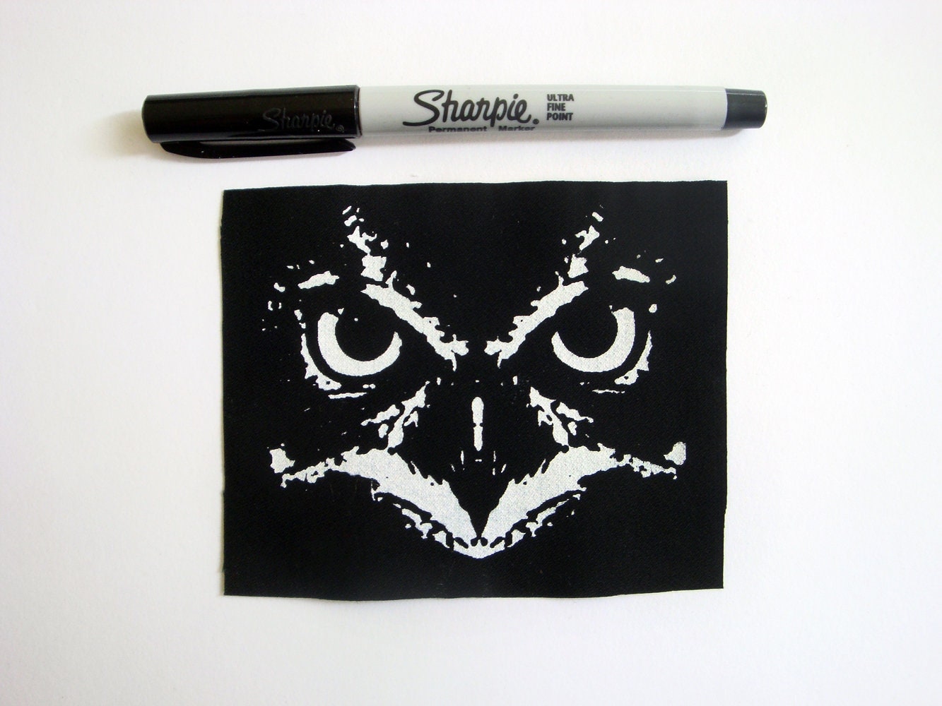 Owl Face Screen print Sew-on Patch