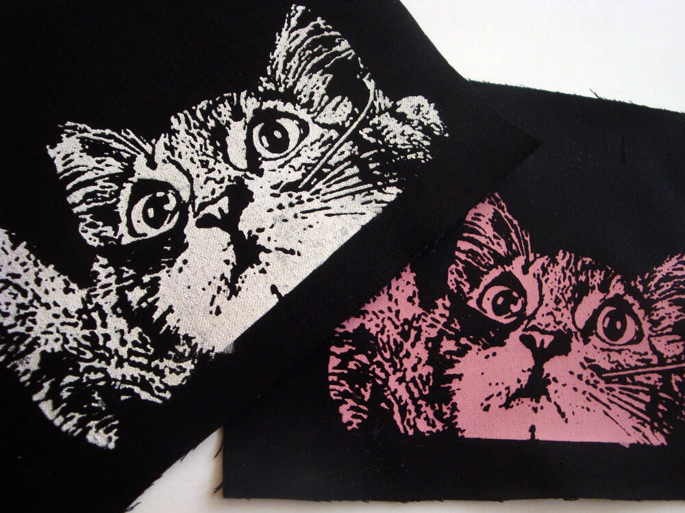 Playful Cat Screen print Sew-on Patch