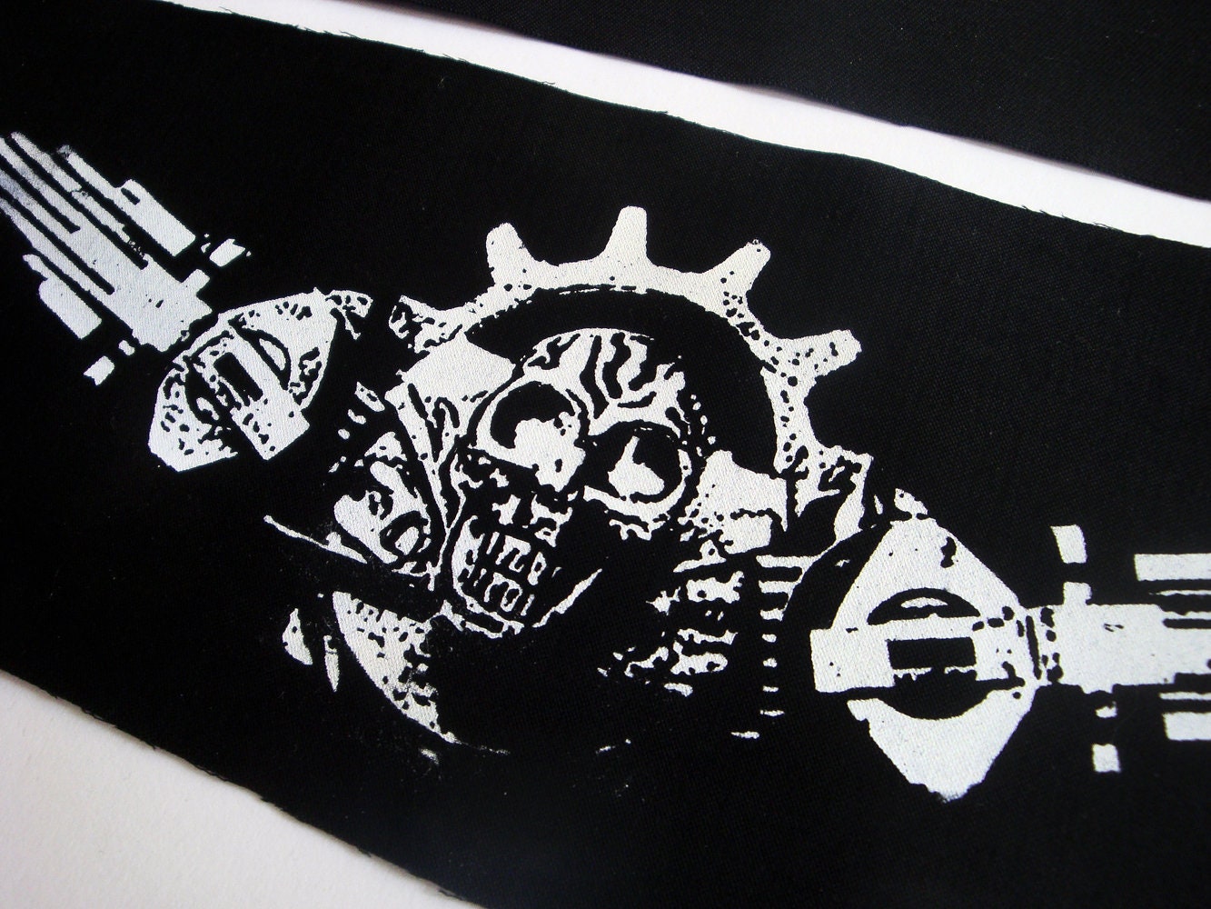 Industrial Skull Screen print Sew-on Patch